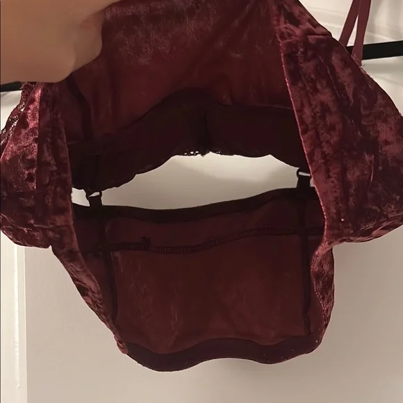 Flirtitude Velvet Bralette in Deep Burgundy - Picture 6 of 10